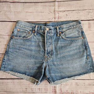 Buck Mason Strider Cut Off Denim Shorts Mid Rise Japanese Denim Womens 27